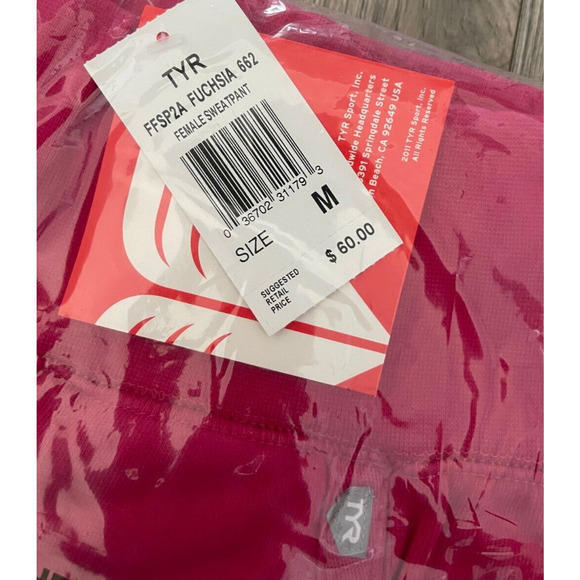 TYR Red Line Women’s Sweat Pants - FFSP2A - Fuchsia Pink - Size Medium - $60 - Picture 3 of 7